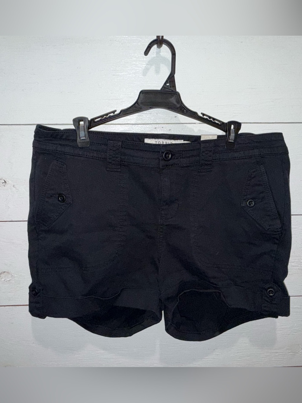Torrid New with Tags Black Cotton Button-Tab Utility Shorts size 14